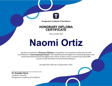 Free Professional Honorary Diploma Certificate Template to Edit Online