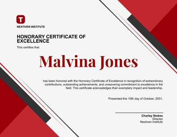 Free Honorary Certificate of Excellence Template to Edit Online