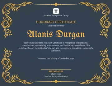 Free Elegant Honorary Certificate Template to Edit Online