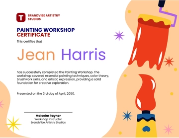 Free Painting Workshop Certificate Template to Edit Online