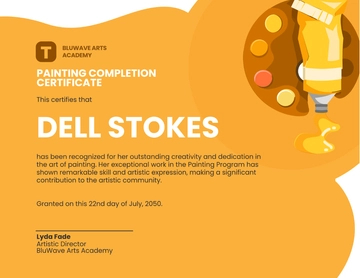 Free Painting Recognition Certificate Template to Edit Online