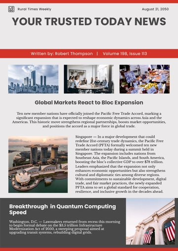 Free Today Newspaper Template to Edit Online