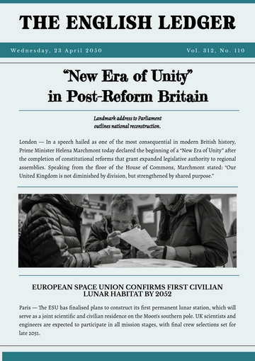 Free English Newspaper Template to Edit Online