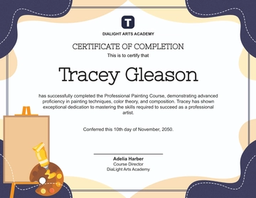 Free Professional Painting Course Certificate Template to Edit Online
