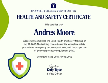 Free Basic Health and Safety Certificate to Edit Online