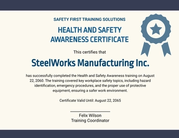Free Health and Safety Awareness Certificate Template to Edit Online