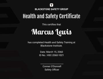 Free Black Health and Safety Certificate Template to Edit Online