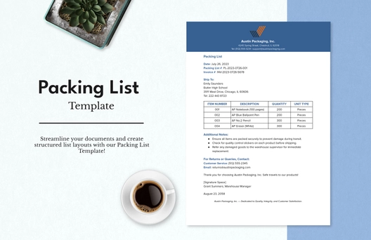 Packing List Template