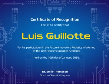 Free Robotics Participation Certificate Design Template to Edit Online