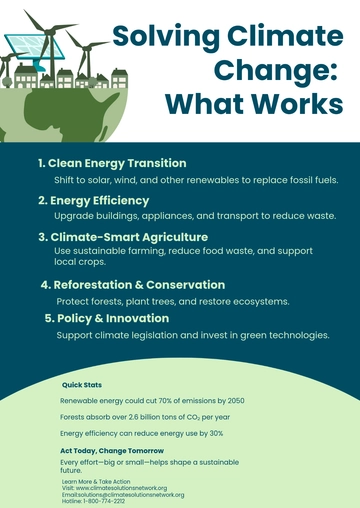Free Climate Change Solutions Infographic Template to Edit Online
