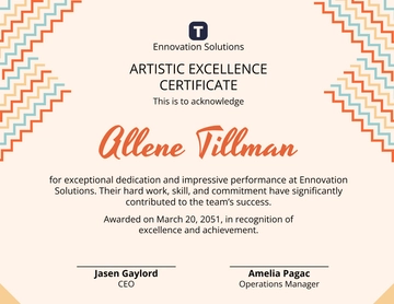 Free Awesome Background Performance Certificate Template to Edit Online