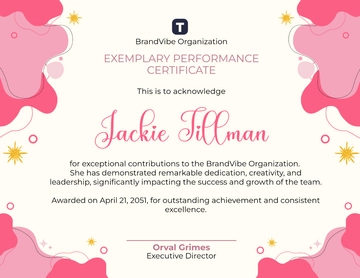 Free Pink Star Performance Certificate Template to Edit Online