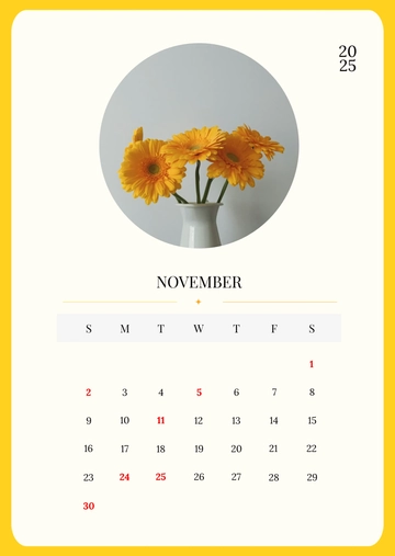 Free November 2025 Calendar with Notes Template to Edit Online