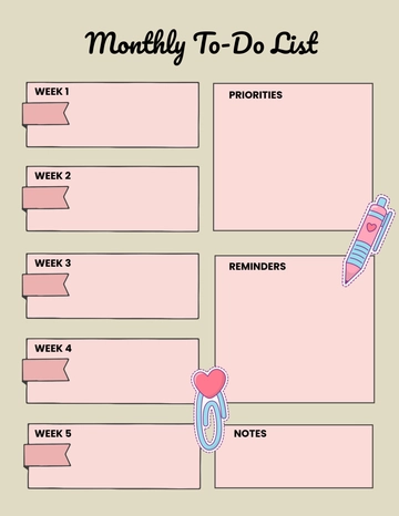 Monthly To-Do List Template to Download