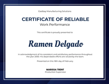 Free Satisfactory Performance Certificate Template to Edit Online