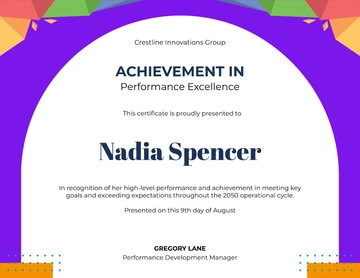 Colorful Performance Achievement Certificate Template to Download