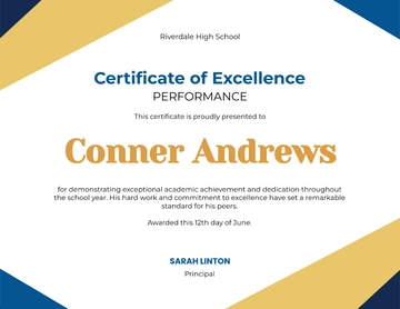 Free Excellent Performance Certificate Template to Edit Online