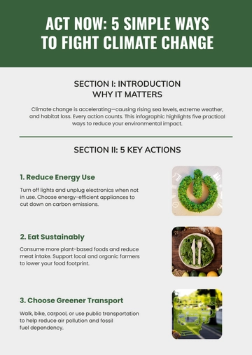 Free Simple Climate Change Action Infographic Template to Edit Online