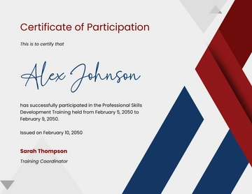 Free Training Participation Certificate Template to Edit Online