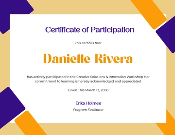 Free Seminar Workshop Participation Certificate Template to Edit Online