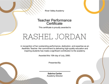 Free Aesthetic Teacher Performance Certificate Template to Edit Online