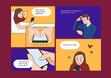 Free Red Romance Comic Strip Template to Edit Online