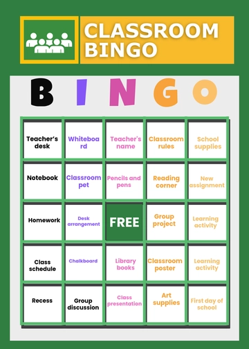 Free Classroom Bingo Template to Edit Online