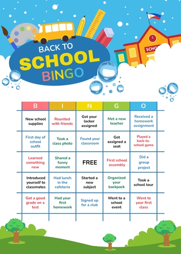 Free Back to School Bingo Template to Edit Online