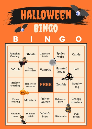 Free Halloween Bingo Template to Edit Online