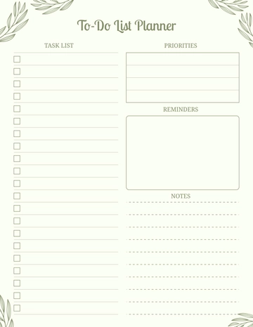 Free To-Do List Planner Template to Edit Online
