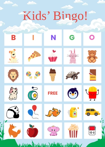 Free Colorful Bingo Template for KIds to Edit Online