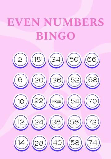 Free Even Numbers Bingo Template to Edit Online