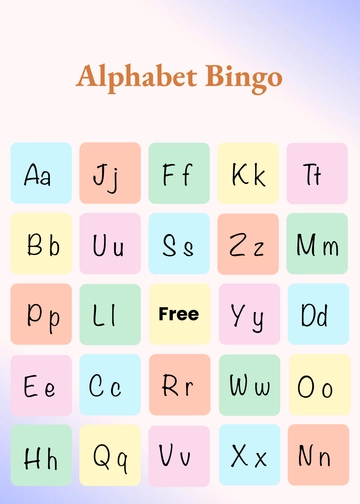 Free Colorful Alphabet Bingo Template to Edit Online