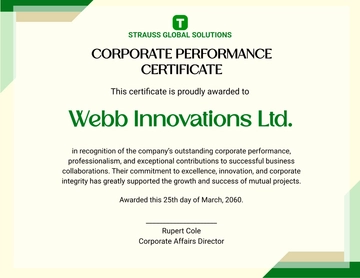 Free Professional Corporate Performance Certificate Template to Edit Online