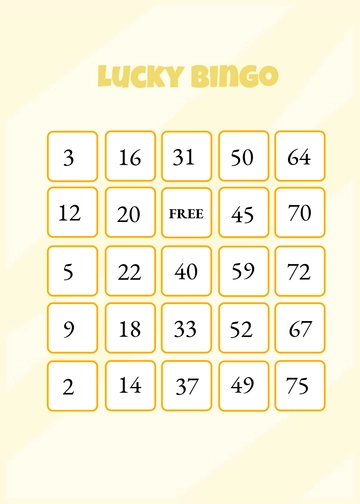 Free Yellow Lucky Bingo Template to Edit Online