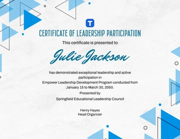 Free Leadership Participation Certificate Template to Edit Online