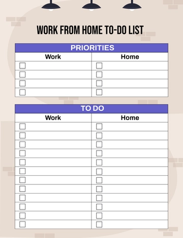 Free Work From Home To-Do List Template to Edit Online