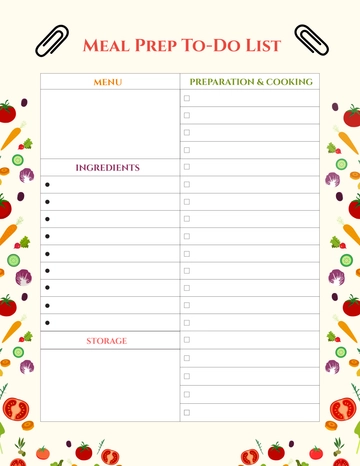 Free Meal Prep To-Do List Template to Edit Online