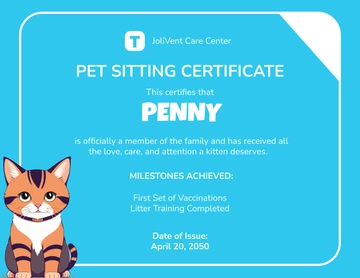 Free Pet Kitten Certificate Template to Edit Online