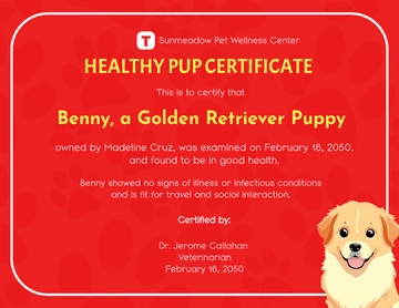 Free Pet Puppy Certificate Template to Edit Online