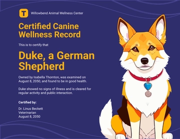 Free Canine Pet Certificate Template to Edit Online
