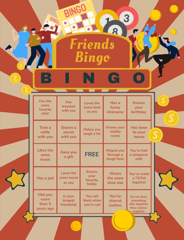 Free Friends Bingo Template to Edit Online