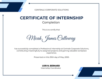 Free Professional Internship Certificate Template to Edit Online