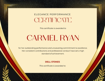 Free Elegant Performance Certificate Template to Edit Online