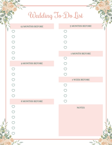 Free Wedding To-Do List Template to Edit Online
