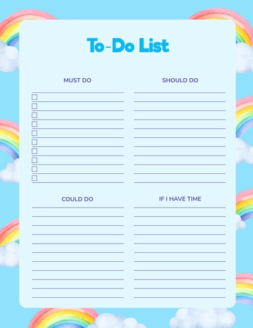 Free Rainbow Background To-Do List Template to Edit Online