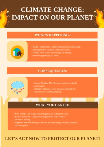 Free Orange Climate Change Planet Infographic Template to Edit Online