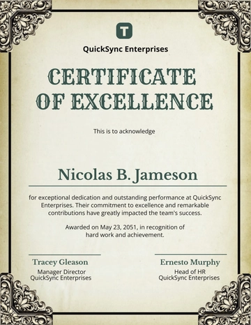 Free Vintage Performance Certificate Template to Edit Online