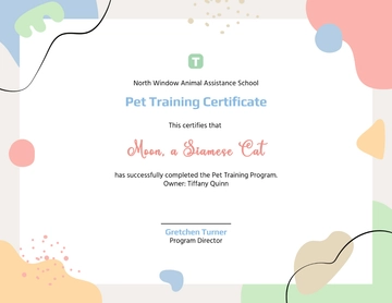 Free Colorful Pet Training Certificate Template to Edit Online