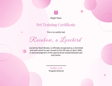Free Pink Stuffed Pet Certificate Template to Edit Online